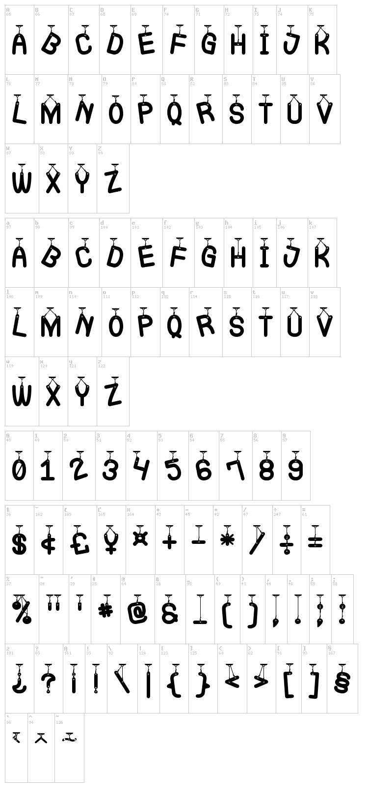 La Que Cuelga St font map